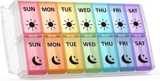 [BRSW2YAQBUMAEA3B] Weekly Pill Organizer 2 Times a Day Extra Large 7 Day Easy Fill Quick Fill Portable Fullicon AM PM Pill Box for Supplement, vitamine, and Medicine - (Patent Registered)