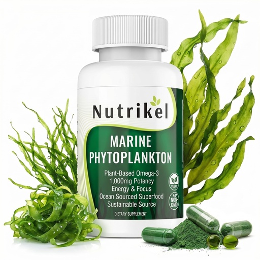 [BRSWYBA3CIOREEY7] Marine Phytoplankton Omega 3 Supplement – Plant-Based Algae Capsules for Energy, Focus & Cellular Support – Vegan Superfood for Brain, Heart & Skin Health – 1,000mg – 60 Vegan Capsules