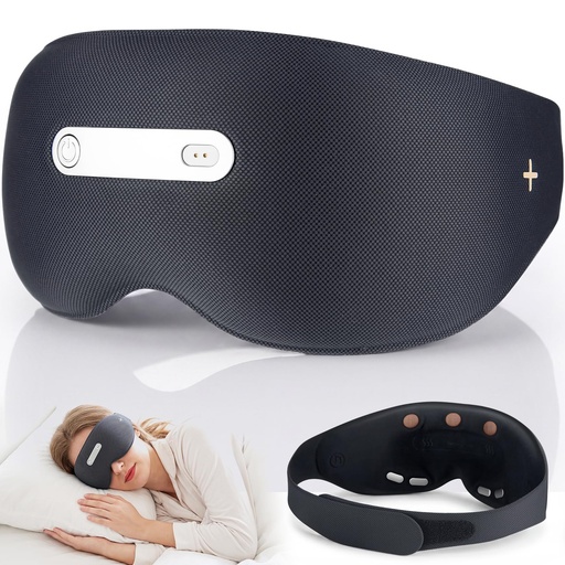 [BRSRGCD2CAPBE3DX] 𝐀𝐈-𝐏𝐨𝐰𝐞𝐫𝐞𝐝 Neuro Sleep Eye Masks+Sleep Aid+Sleep Analysis with Hot Compress/Vibration Massage/Voice Prompt/Relaxing Music/Light Shielding/Mild Sensory Feedback/Adjustable Strap/Box, Balck