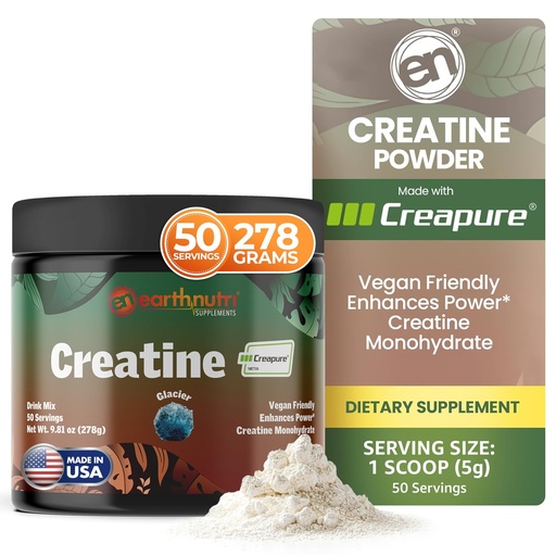 [BRSW2HAYB4BWGDQZ] EarthNutri Creatine Monohydrate Powder - Pure Creatine Supplement for Muscle Strength, Strength & Performance - Non-GMO, Sugar-Free, Additive-Free – for Men & Women, Flavored 250g