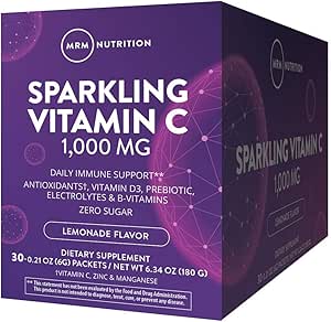 [BRSWYHAZCN5AKHLX] MRM Nutrition Sparkling Vitamin C 1000mg | with Vitamin D + zinc + prebiotics| Lemonade Flavored | Immune Health | Antioxidants + Electrolytes | Zero Sugar | 30 Servings