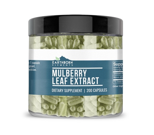 [BRSWYZQ3PIIWYC3B] Earthborn Elements White Mulberry Leaf Extract 200 Capsules, Pure & Undiluted, No Additives
