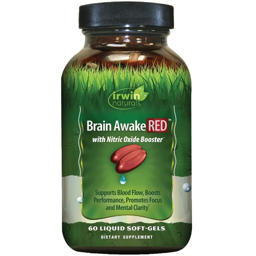 [BRSWGZLYCJ5BQE3U] Irwin Naturals Brain Awake RED with Nitric Oxide Booster - 60 Liquid Soft-Gel - Support Brain Health & Optimize Performance - 20 Total Servings