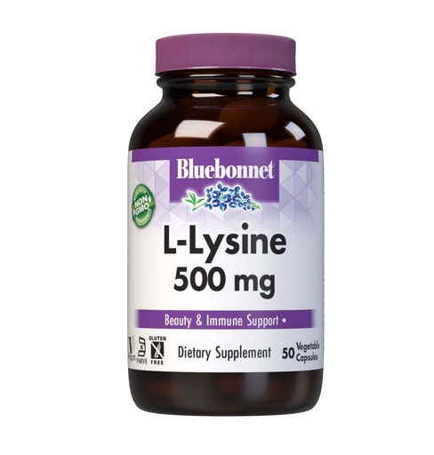 [BRSWIYT3PMDBOF34] Bluebonnet L-Lysine 500 mg Vitamin Capsules, 50 Count
