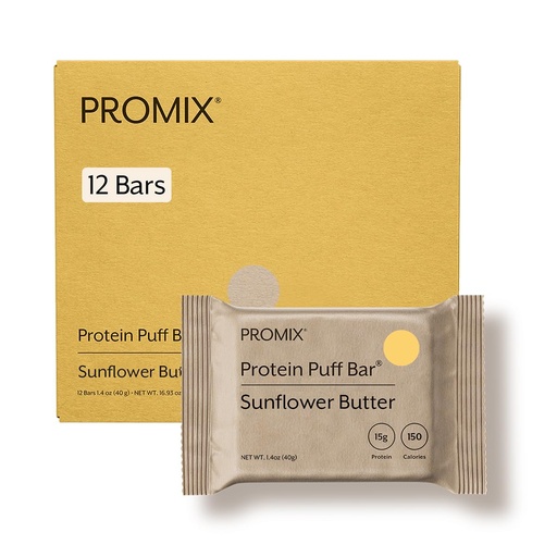[BRSRGYAHOQIQIHQ2] Promix Nutrition Protein Puff Bars, Sunflower Butter - 12 Bars