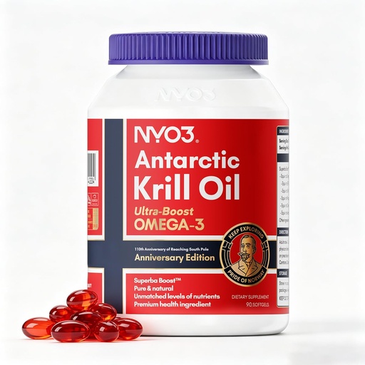 [BRSROBQYCVYAMYA2] NYO3 Pure Antarctic Krill Oil Omega 3 Supplement, 56% Phospholipids for Maximum Nutrient Delivery, Upgraded Fish Oil with Choline & Antioxidant Astaxanthin for Heart Brain, No Fishy Burps, 90 Softgels