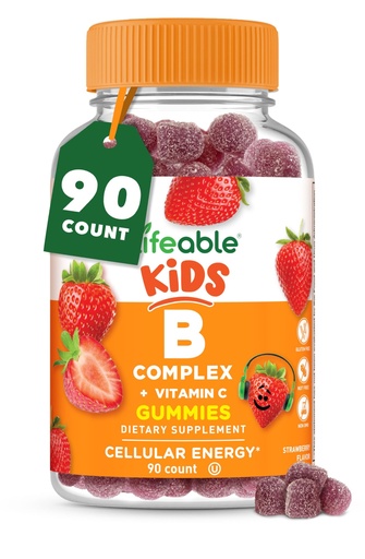 [BRSWYHAHO55AMEL5] Lifeable Vitamin B Complex for Kids | with VIT C | Great Tasting B Complex Gummies | Vegan Kids B Complex | Energy and Nerve Support | 90 Gummies