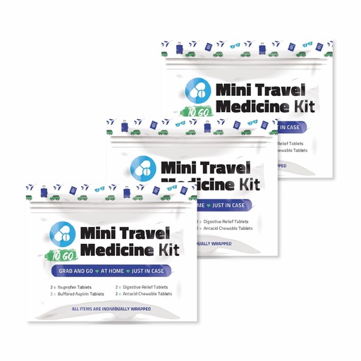 [BRSREZI2CF6BAAIY] Mini Travel Medicine Kit – Individual Packets of Ibuprofen, Aspirin, Antacid & Digestive Relief – Essential Meds for Headaches, Stomach Aches & Everyday Relief – Great for Purse, Bag or Car (3)