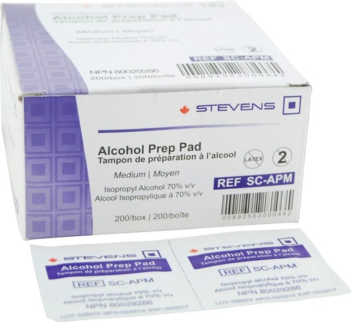 [BRSROBIHOABBQ23D] PODOCURE Alcohol Prep Pads 200 Count (Packaging may vary) | 70% Isopropyl Alcohol Sterile Wipes | 2-Ply Cotton Individually Wrapped Medium Size | Skin Prep & First Aid | NPN 80029286
