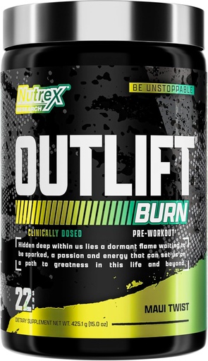 [BRSROFILO4BBU3YY] Nutrex Outlift Burn Pre-Workout Supplement for Energy, Focus & Endurance | Metabolyte, L-Citrulline, Beta-Alanine & Caffeine | Thermogenic Formula for Performance (22 Servings, Maui Twist)