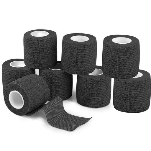 [BRSROZIYOIHBODLZ] Self Adhesive Bandage Wrap 8 Pack 2" x 5 Yard Elastic Vet Wrap Cohesive Bandage Non Woven Breathable Bandage for Wrist Ankle Sprains Swelling(Black)
