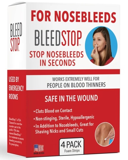 [BRSW2ZLQAAMBG2TL] BleedStop™ Nosebleed Strips – Fast Acting Blood Coagulant Foam Inserts – Helps Clot Blood on Contact – Non-Stinging Sterile Hypoallergenic for Mild to Heavy Nosebleeds