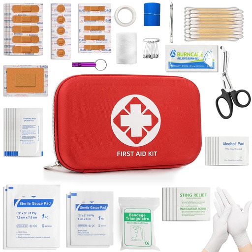[BRSRECYPBMDQ2CL5] Dreamy Cubby Mini First Aid Kit - 110 Piece Small Waterproof Hard Shell Medical Kit for Car, Home, Office, Travel, Camping, Sports, Outdoor, School - Emergency First Aid Supplies and Survival Kit.