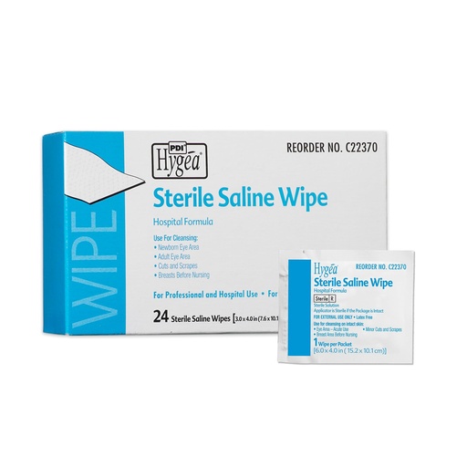 [BRSWGYI6A57BG3L4] Wipes First Aid PDI Hygea Saline 3x4" 24/Bx