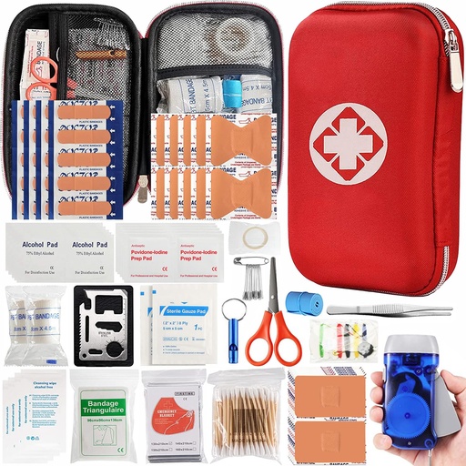 [BRSRGYLYCUCBUA33] 200 Piece Family Emergency Care Kit | Ready for Home, Car, Workplace, Camping, Hiking & Outdoor Activities