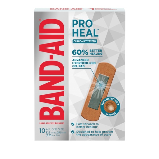 [BRSROHALBF7QYE37] BAND-AID Pro Heal Adhesive Bandages, Regular Size, First Aid, Wound Care Dressing, Waterproof Healing Bandage, 10 Count