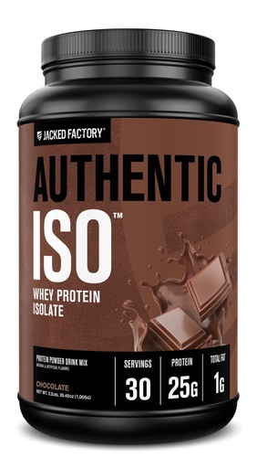 [BRSRO2YECQIGEHTZ] Jacked Factory Authentic ISO Whey Protein Isolate Powder - Low Carb, Non-GMO Muscle Building Protein w/No Fillers, Post Workout Recovery - 30 Servings, Chocolate