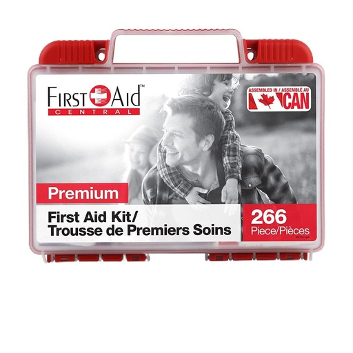 [BRSROATRPMMQEE3B] FIRST AID CENTRAL 266 Piece Premium First Aid Kit, Red