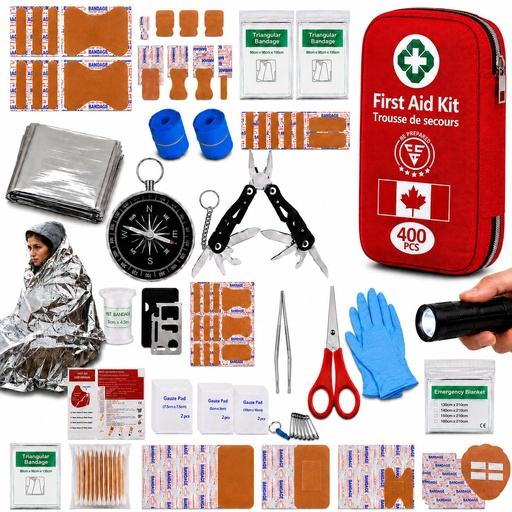 [BRSREFATDEPA2HQY] 400-Piece First Aid & Survival Kit, Waterproof Case