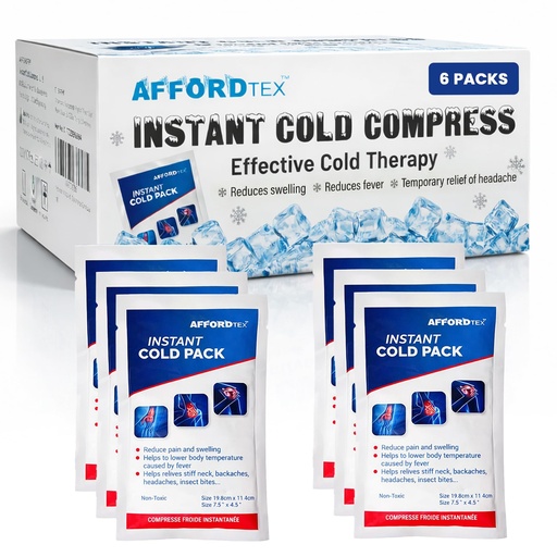 [BRSRGGIBCEFBYD34] Instant cooler Ice pack- Ice packs 6 Count Disposable 7.5 x 4.5 Inches - Ready to use – Ideal for Injuries, Inflammation, Sprains, Strains,Pain relief