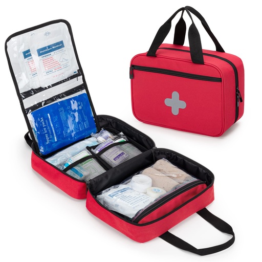 [BRSW2GI5BYIGMD36] CURMIO First Aid Bag Empty, Emergency Trauma Bag, Medical Supplies, Red