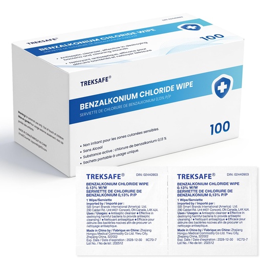 [BRSRAHQDCMMRUCAV] BZK Wipes, Antiseptic Towelettes, Moist Sanitizing Towelettes Designed to Help Clean Minor Wounds, Disposable & Individually Wrapped, 1 Box of 100, with DIN02440903 (4cm*6cm)