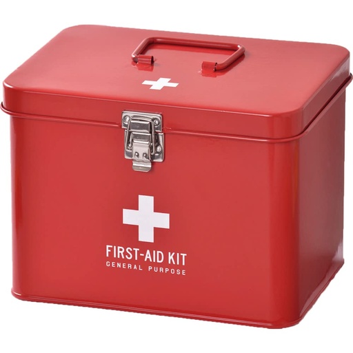 [BRSWGYIYBUNQ2F35] KK Japan 160014 Medico Tin Stylish First Aid Kit (with Dividers and Tray), Red, M Size