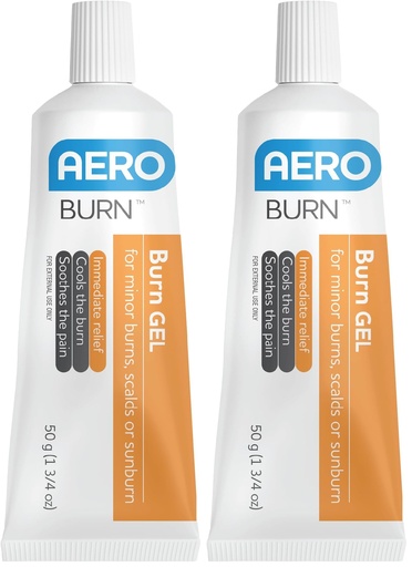 [BRSRG23YOYORQGTX] AEROBURN Burn Gel, first aid cooling hydrogel for minor burns, scalds and sunburn, water‑based clear gel for kits, workplaces and travel, non‑greasy and easy to rinse, tube 50 g, single unit