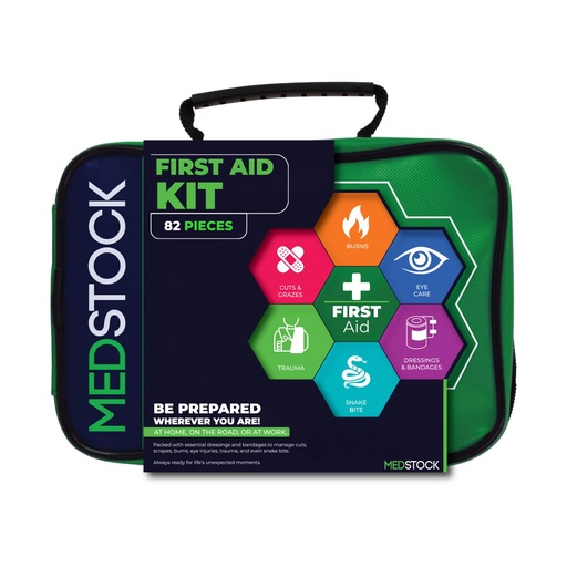 [BRSRGCQNAQPQYFDA] MEDSTOCK Premium Mini Modular First Aid Kit – 82 Piece Portable Emergency Medical Kit for Travel, Home, Car & Workplace | Trauma, Burns, Snake Bite & Eye Care with Easy-Access Compartments