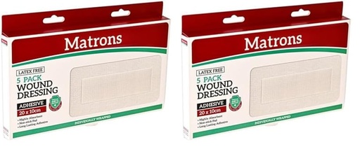 [BRSREFAOCJ4BUYL2] Matrons Adhesive Gauze Pad 5-Pieces, 10 cm x 20 cm Size (Pack of 2)