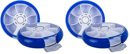 [BRSRG23YB4MR42A3] 1st Care Weekly Premium Rotating Pill Organiser, Blue/White (Pack of 2)