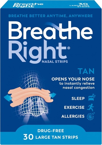 [BRSWGGD4CN6BO3YZ] Breathe Right Original Nasal Strips Large 30 Pack for Normal & Oily Skin – Anti Snoring & Nasal Congestion Relief, Blocked Nose Relief, Instant Breathing Support for Sleep & Exercise, Men & Women