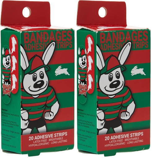 [BRSREGQ7PMCWOET5] NRL Rabbitohs Mascot Adhesive Bandages (Pack of 40)