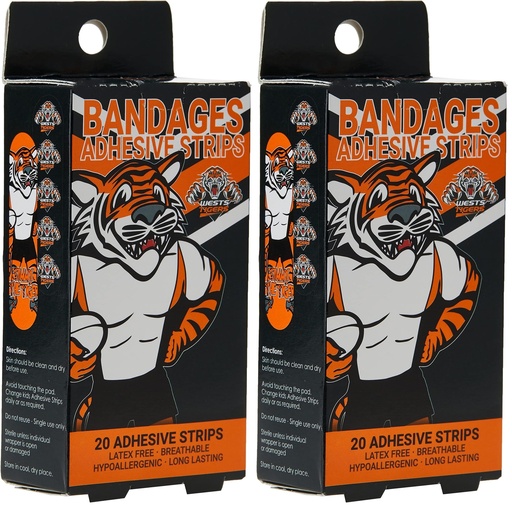 [BRSREATYOYNQA3T4] NRL Wests Tigers Mascot Adhesive Bandages (Pack of 40)