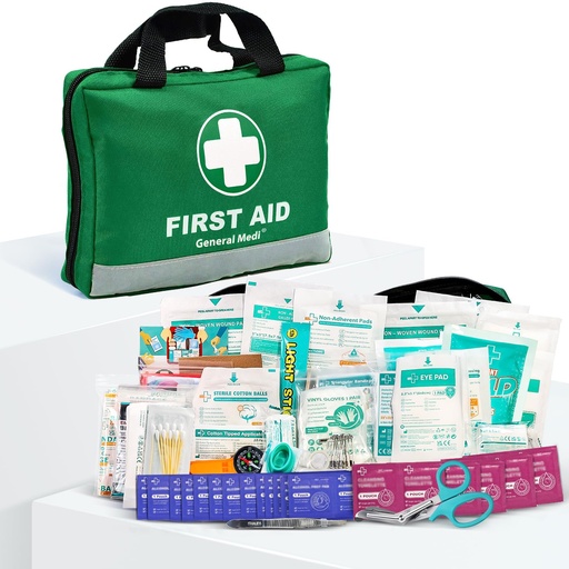 [BRSWGZT2OIFQAYA3] General Medi 210 Piece First Aid Kit- Emergency kit - Reflective Design - Includes Ice(Cold) Pack, Moleskin Pad and Emergency Blanket for Travel, Home, Office, Car, Workplace & Outdoor