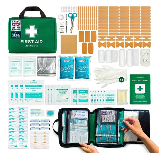 [BRSWGZQ2CR7WAF37] 220 Piece Premium First Aid Kit Bag - Includes 2 x Cold (Ice) Packs and Emergency Blanket for Home, Office, Car, Caravan, Workplace, Travel and Sports