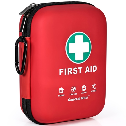 [BRSWGAT2BEHQOYLV] First Aid Kit - 170 Pieces Hard Case and Lightweight - Includes Instant Cold Pack,Emergency Blanket for Travel, Home, Office, Vehicle
