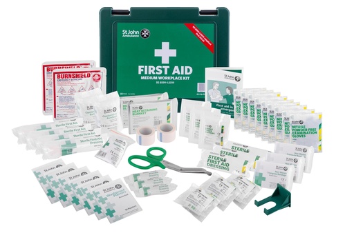 [BRSWIZYDCEOBQDAV] St John Ambulance Medium Workplace First Aid Kit | BS 8599-1:2019 Compliant | for 25 – 50 People | with Wall Bracket | Eco-Friendly Packaging