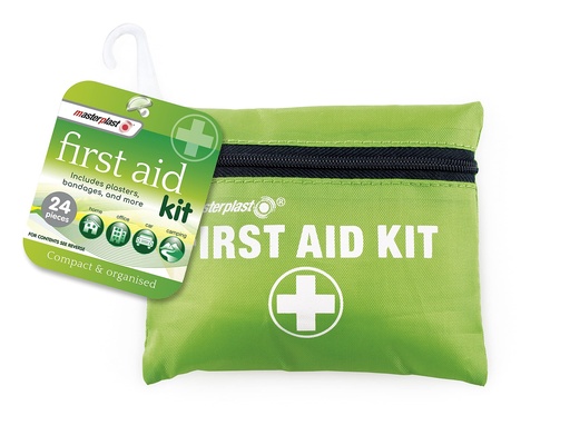 [BRSWIYIDDF4R6FA3] Masterplast First Aid Kit Compact | 24 Pieces - Compact & Organised, Mini Emergency Kit, for Camping, Home, Office, Car, Travel - Plasters, Banages, Dressings, Medical Tape