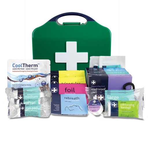 [BRSWIZYICIGRUCTG] Reliance Medical Small Workplace First Aid Kit - Compliant, Essential Safety Supplies for Up to 25 People, Compact & Secure, Green, 1 Kit