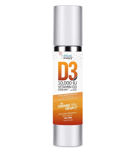 [BRSW2HAQAQPAAAAY] All Natural Vitamin D3 10000IU Vitamin D Cream Maximum Strength, Fight Vitamin D Deficiency Naturally - with Vitamin K2 & Olive Leaf Extract - Three Month Supply - Safe & Effective (10,000IU - 3.6oz)