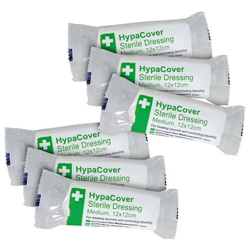 [BRSWIEADOYFBW3Q7] Safety First Aid HypaCover Pack of 6 Dressing Bandages, 12cm x 12cm