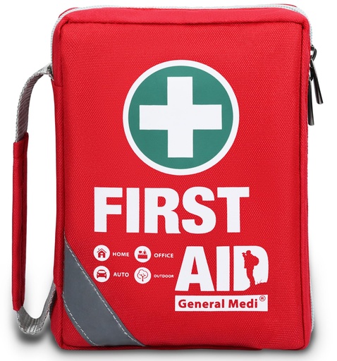 [BRSWGFIQCEBBQ2Q4] General Medi First Aid Kit - Small Compact First Aid Kit Bag(175 Piece) - Reflective Bag Design- Includes Instant Cold Pack, Emergency Blanket for Travel, Home, Office, Vehicle,Camping