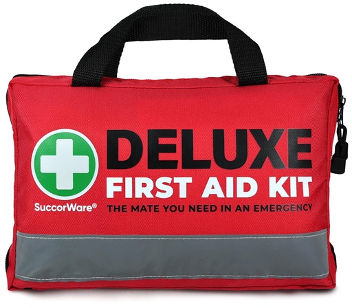 [BRSREGQBBMMW23LV] SuccorWare 380 Pieces Deluxe First Aid Kit Compact Trauma Medical Kits with Assorted Bandages, Instant Cold Pack, Emergency Blanket for Home, Travel, Office, Camping, Vehicle, Emergency Kits(Red)