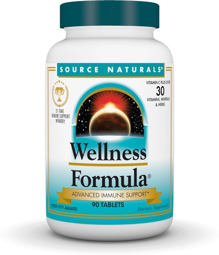 [BRSWKGIQBAAQMHL6] Source Naturals Wellness Formula Bio-Aligned Vitamins & Herbal Defense - Immune System Support Supplement & Immunity Booster* - 90 Tablets