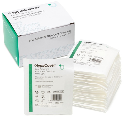 [BRSWIED4PIIWI2LO] Safety First Aid HypaCover Pack of 25 Low Adherent Dressing, 5cm x 5cm