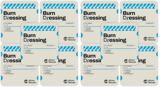 [BRSRYYIKAABQEHIU] RHINO RESCUE Burning Wound Dressing, 10 x 10 cm, 40 g, Specially Designed for the Treatment of Burns, Scalds and Sunburns (Pack of 2)