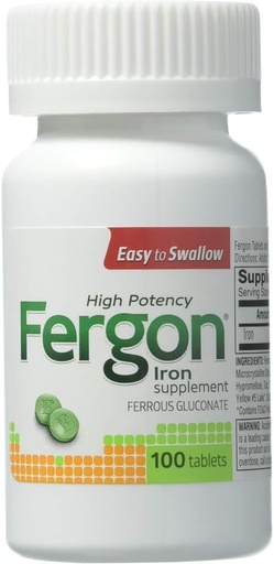 [BRSWEBI3CJ6RQDLL] Fergon High Potency Eisen Ergänzung, 100 Zähler