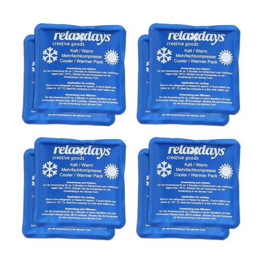 [BRSRMBIOBZ6BYGTB] Relaxdays Cooling Pads, Set of 8, Cold and Warm Compresses, 11 x 11 cm, First Aid, Reusable Gel Cooling Compresses, Blue