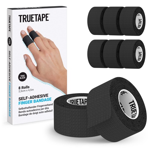 [BRSRM2QNO4MQ2CLA] TRUETAPE® Finger Plasters 8 Rolls 2.5cm x 4.5m Black